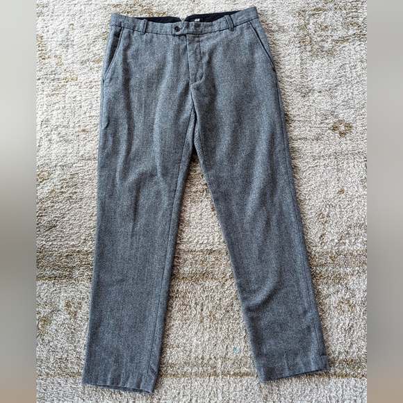 H&M Men's 36 Regular Wool Blend Dress Pants Light Gray Flat Front - Picture 1 of 7